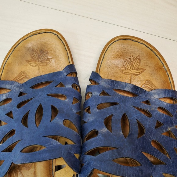 Born Blue Leather Cutout Slingback Sandals Women 11 M/W D20404 - Picture 10 of 14